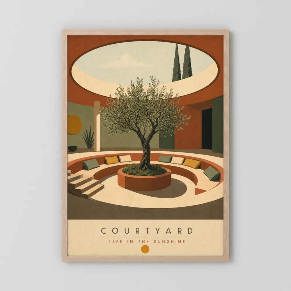 Courtyard Live In The Sunshine Olive Tree Art Print