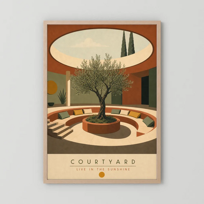 Courtyard Live In The Sunshine Olive Tree Art Print