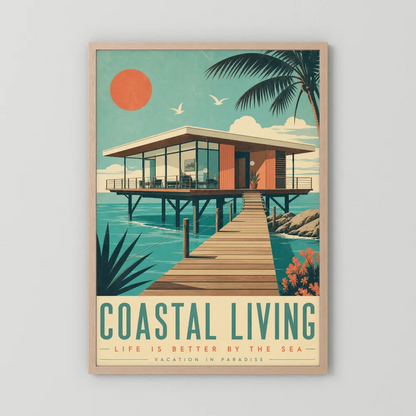 Coastal Living Mid-Century Beach House Art Print