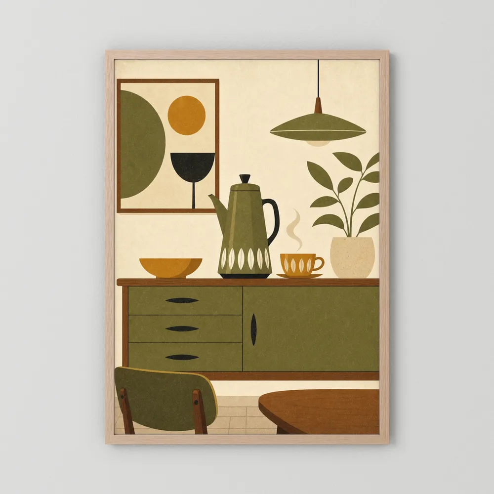 Mid-Century Modern Coffee Nook Still Life Art Print