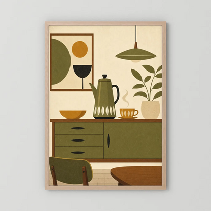 Mid-Century Modern Coffee Nook Still Life Art Print