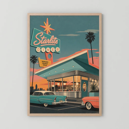 Starlite Diner Retro Americana Art Print