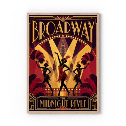 Broadway: The Midnight Revue – Vintage 1920s Art Deco Cabaret Poster Print