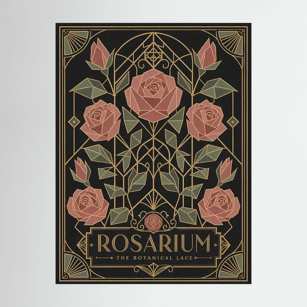 Rosarium: The Botanical Lace – Vintage Art Deco Rose Print