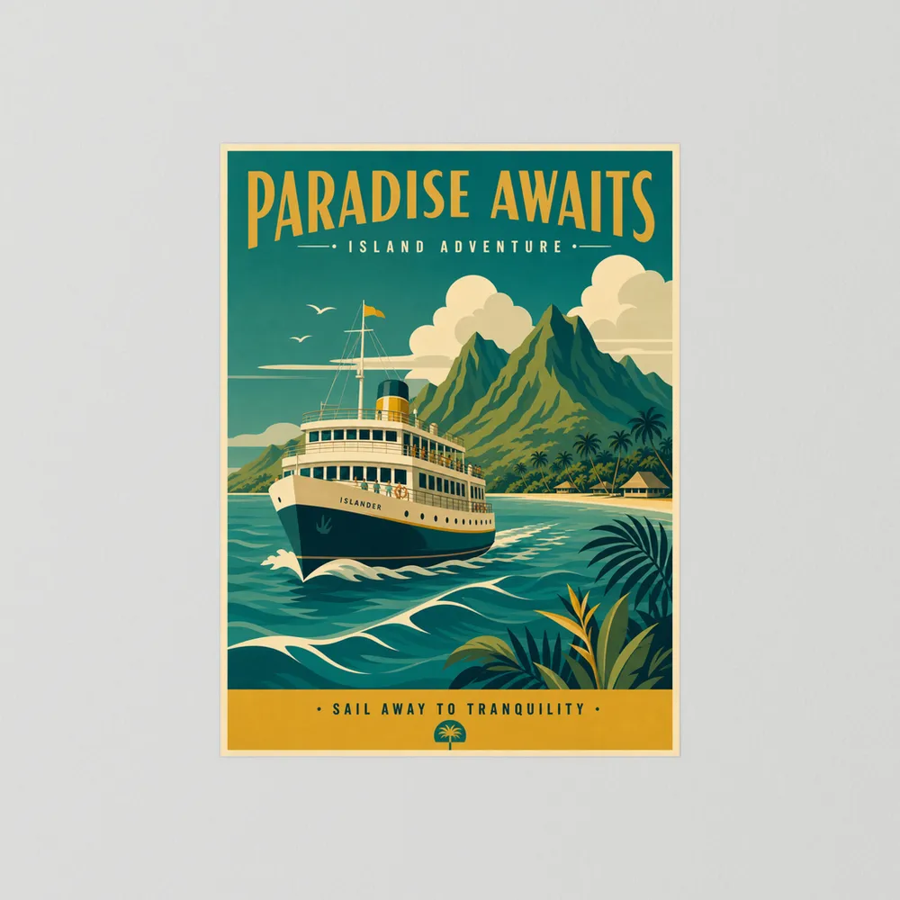Paradise Awaits Vintage Island Travel Poster Art Print