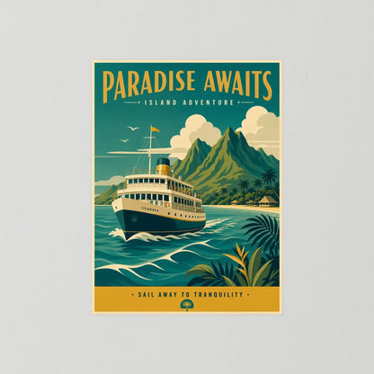 Paradise Awaits Vintage Island Travel Poster Art Print