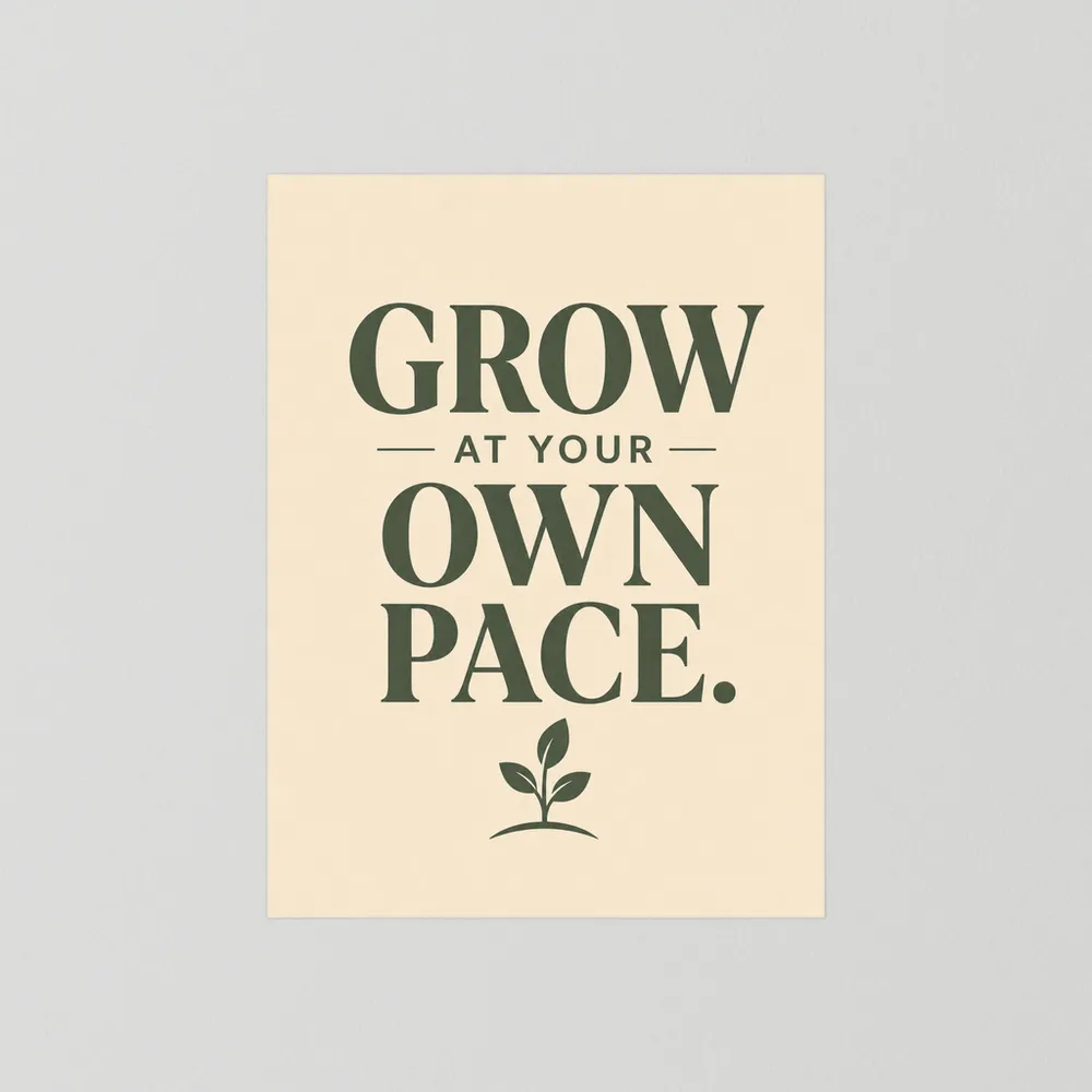"Grow At Your Own Pace" Retro Quote Art Print