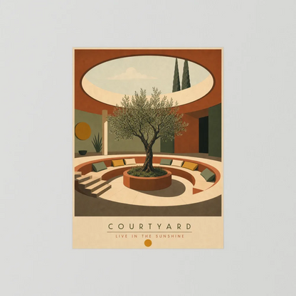Courtyard Live In The Sunshine Olive Tree Art Print
