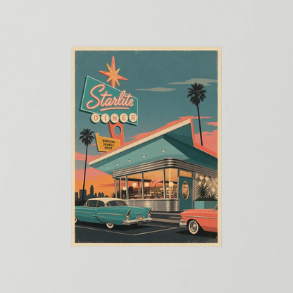Starlite Diner Retro Americana Art Print
