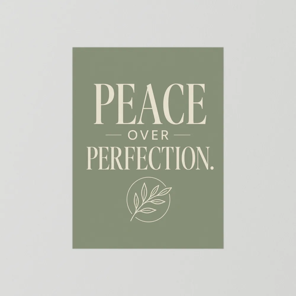 "Peace Over Perfection" Retro Botanical Art Print