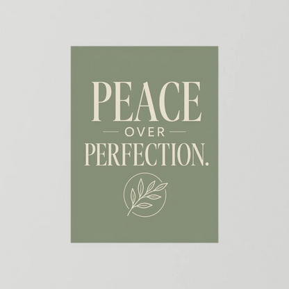 "Peace Over Perfection" Retro Botanical Art Print