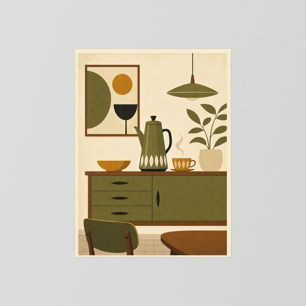 Mid-Century Modern Coffee Nook Still Life Art Print