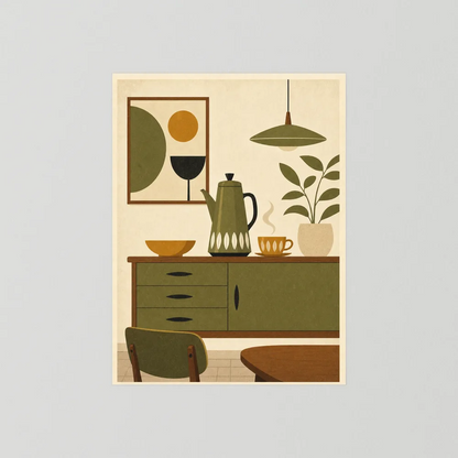 Mid-Century Modern Coffee Nook Still Life Art Print
