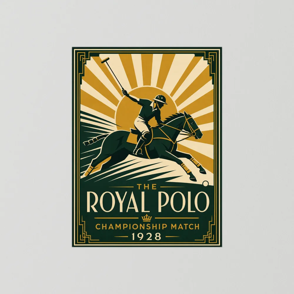 The Royal Polo: Championship Match 1928 – Vintage Art Deco Sports Poster Print