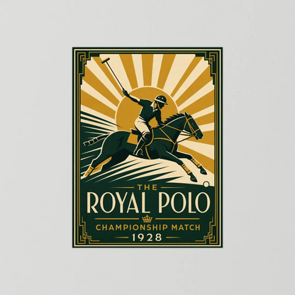 The Royal Polo: Championship Match 1928 – Vintage Art Deco Sports Poster Print
