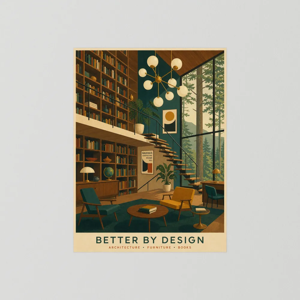 Better By Design Mid-Century Modern Library Art Print