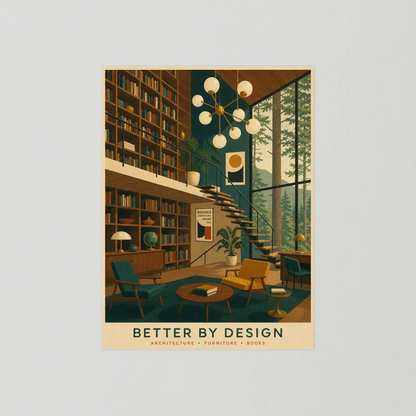Better By Design Mid-Century Modern Library Art Print