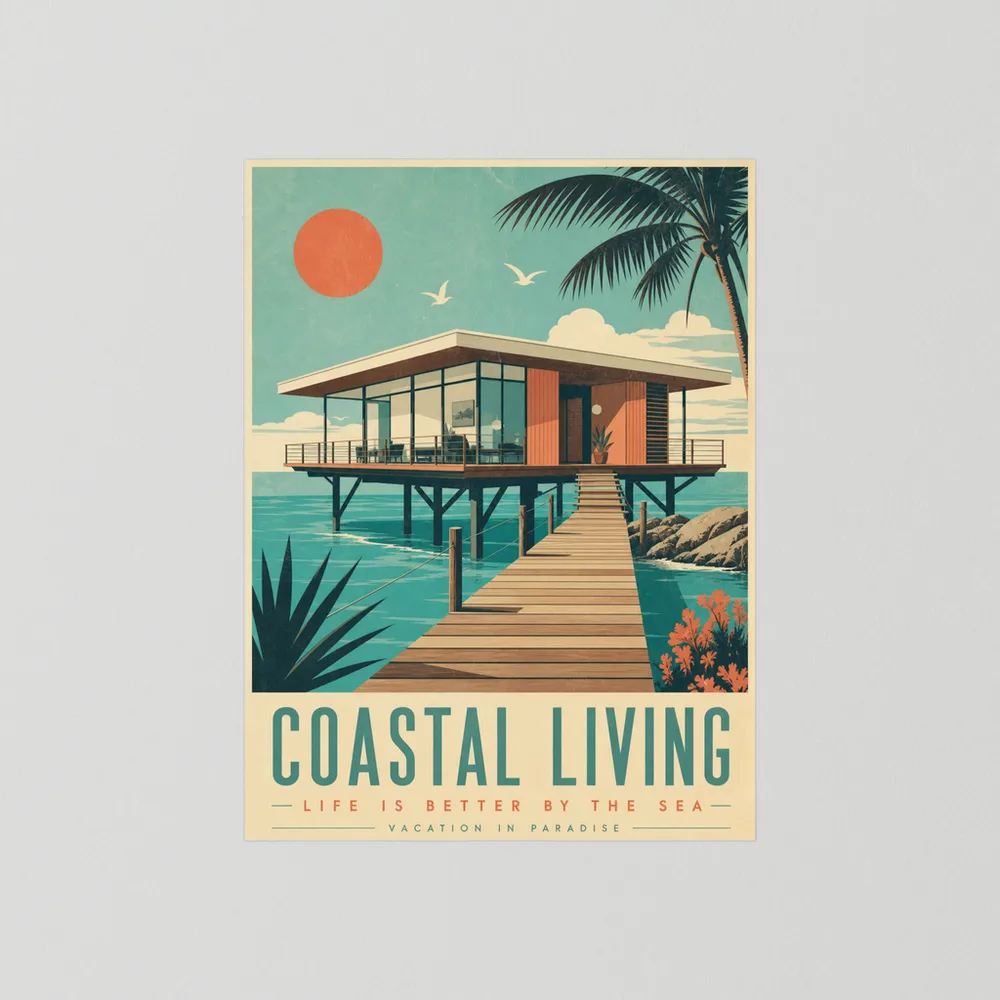 Coastal Living Mid-Century Beach House Art Print