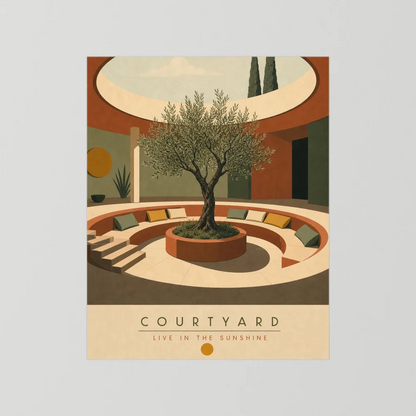 Courtyard Live In The Sunshine Olive Tree Art Print