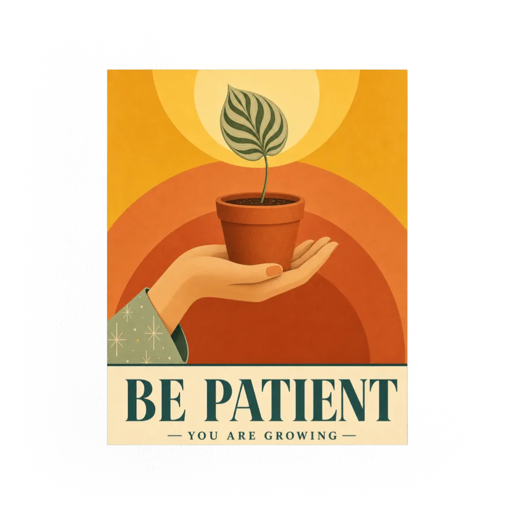 Be Patient – Retro Botanical Plant Art Print
