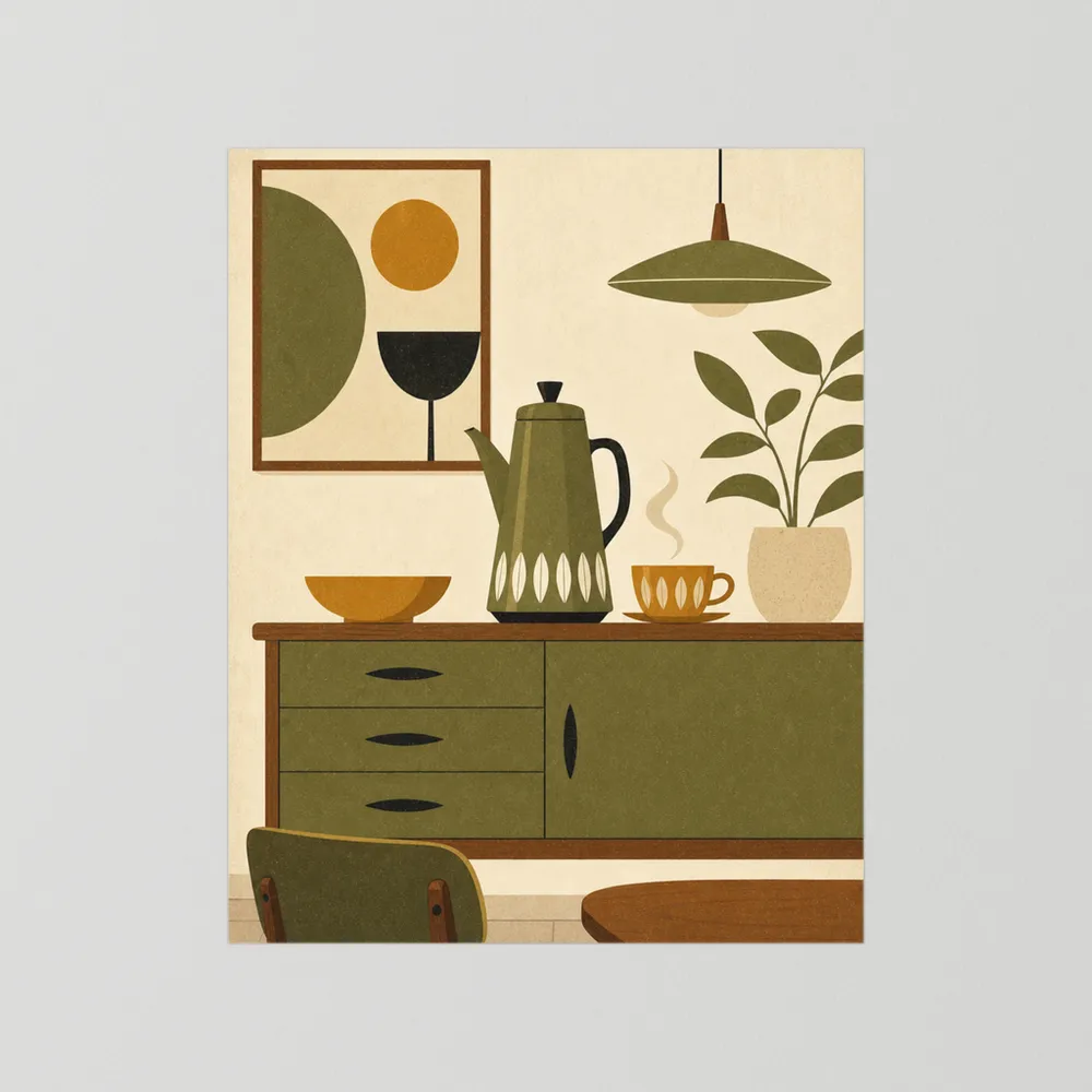 Mid-Century Modern Coffee Nook Still Life Art Print