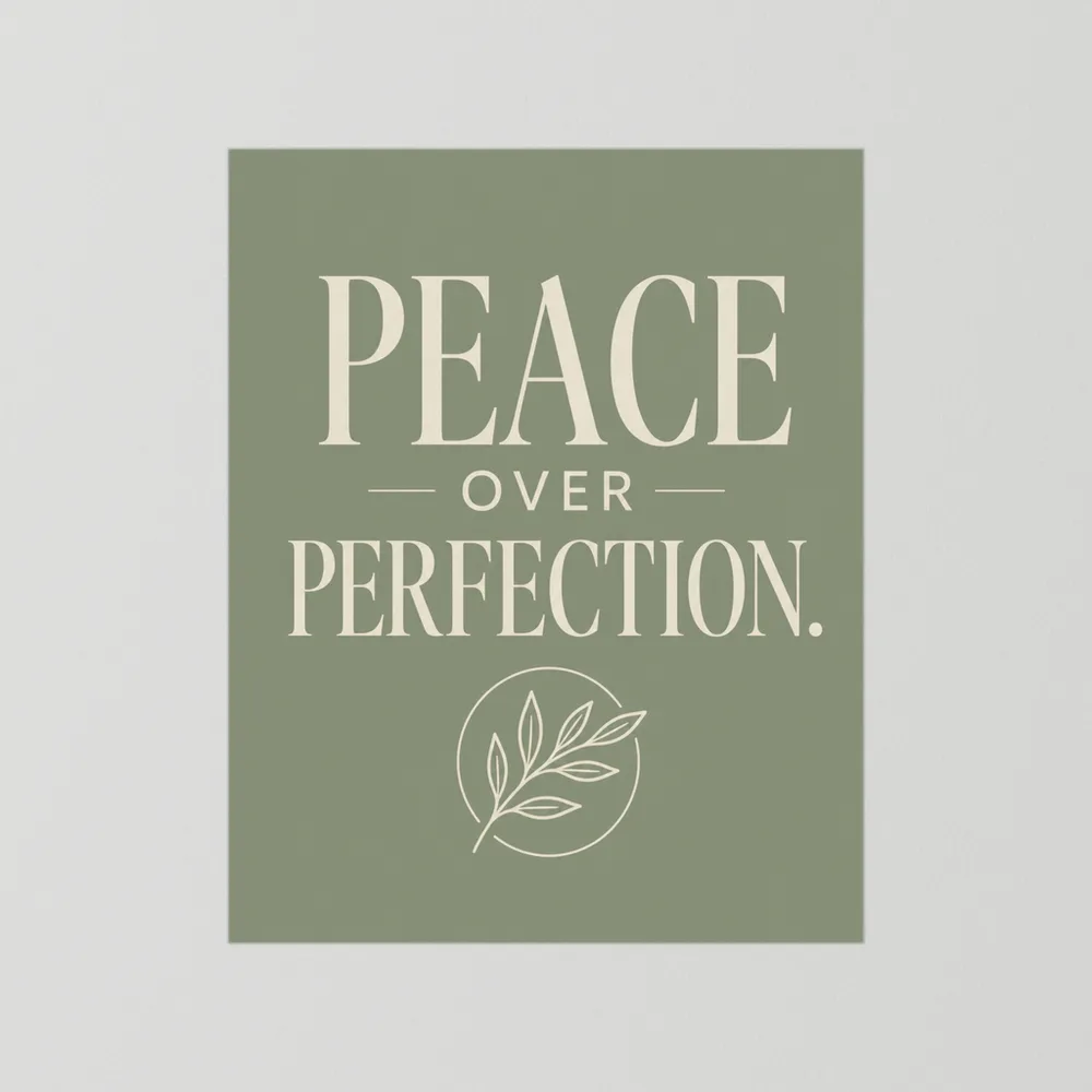 "Peace Over Perfection" Retro Botanical Art Print