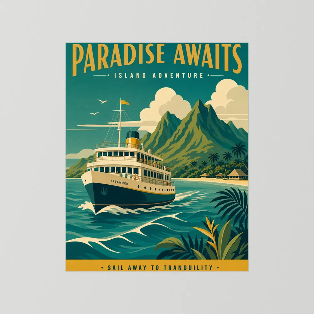 Paradise Awaits Vintage Island Travel Poster Art Print