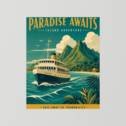 Paradise Awaits Vintage Island Travel Poster Art Print
