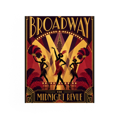 Broadway: The Midnight Revue – Vintage 1920s Art Deco Cabaret Poster Print