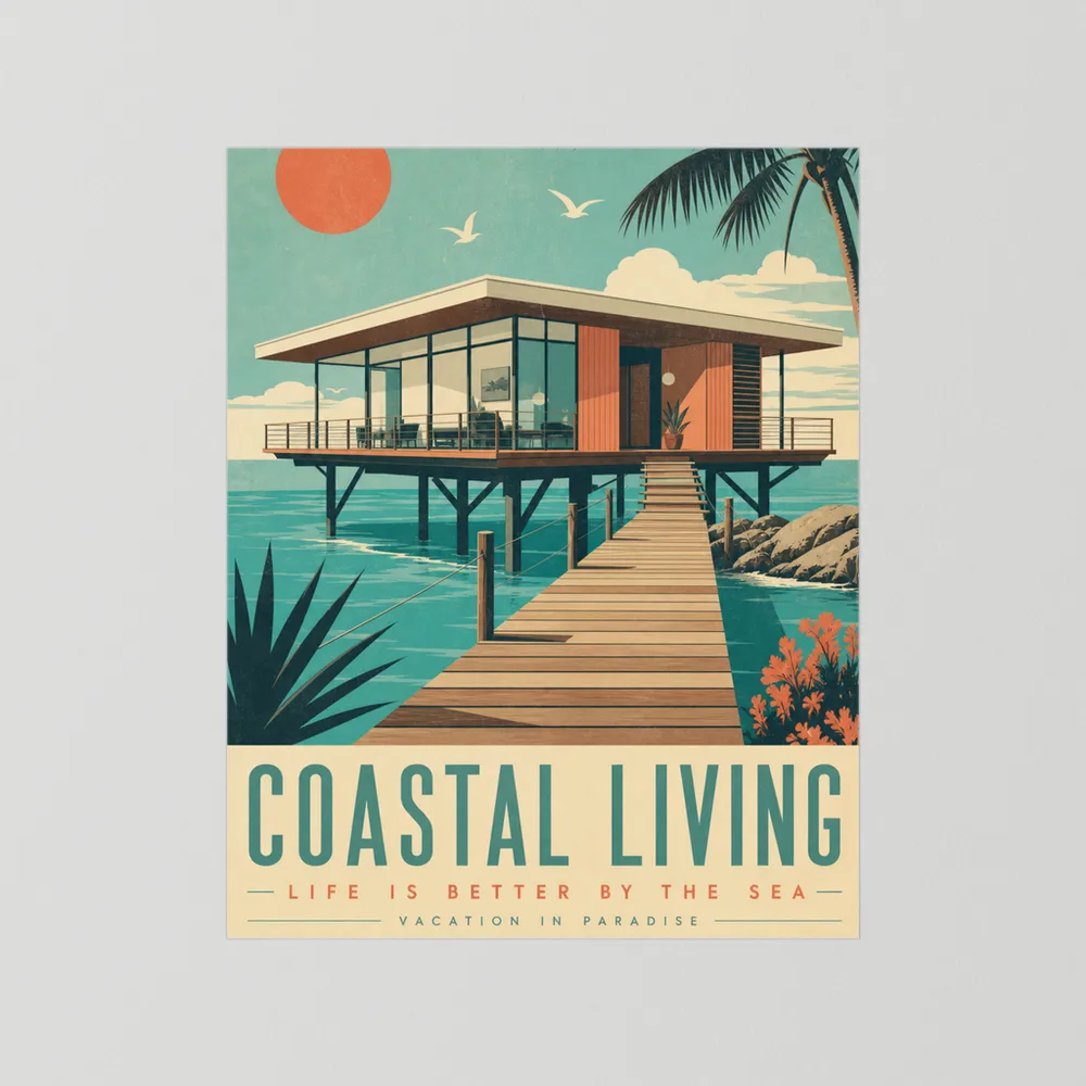 Coastal Living Mid-Century Beach House Art Print