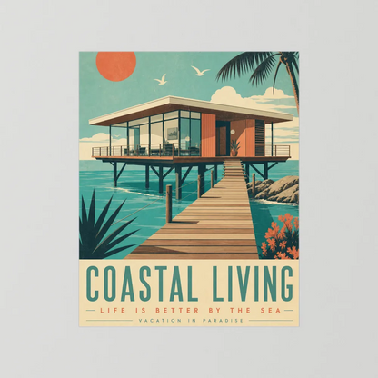 Coastal Living Mid-Century Beach House Art Print