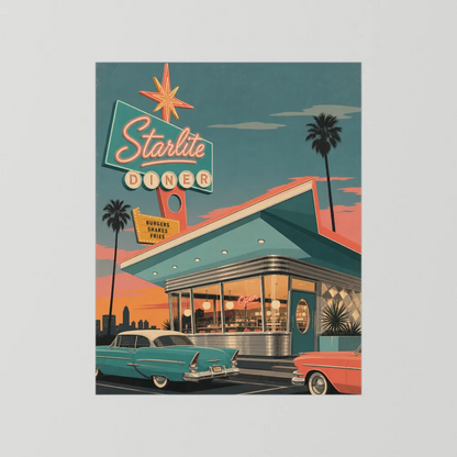 Starlite Diner Retro Americana Art Print