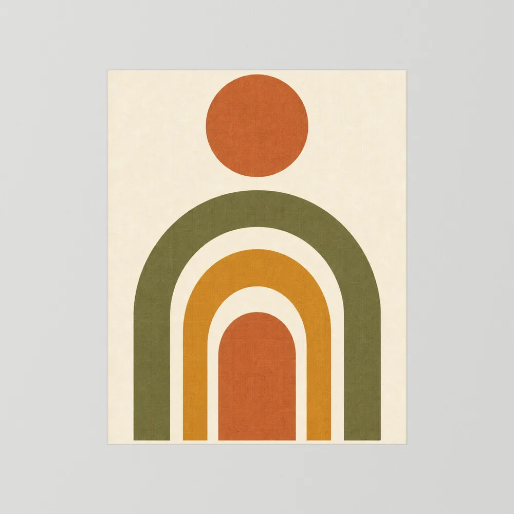 Terracotta Rainbow Sun Boho Minimalist Art Print