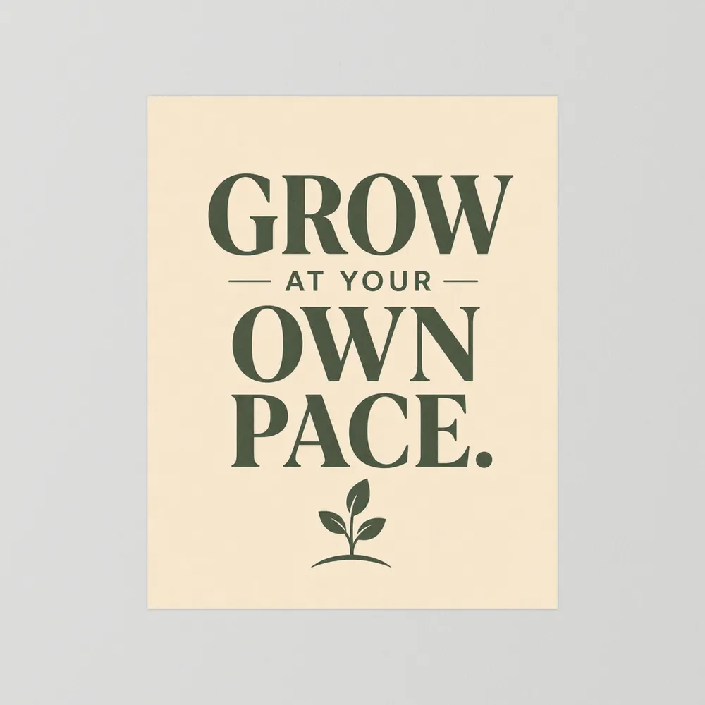 "Grow At Your Own Pace" Retro Quote Art Print