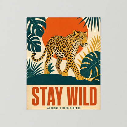 Stay Wild Leopard – Retro Jungle Art Print