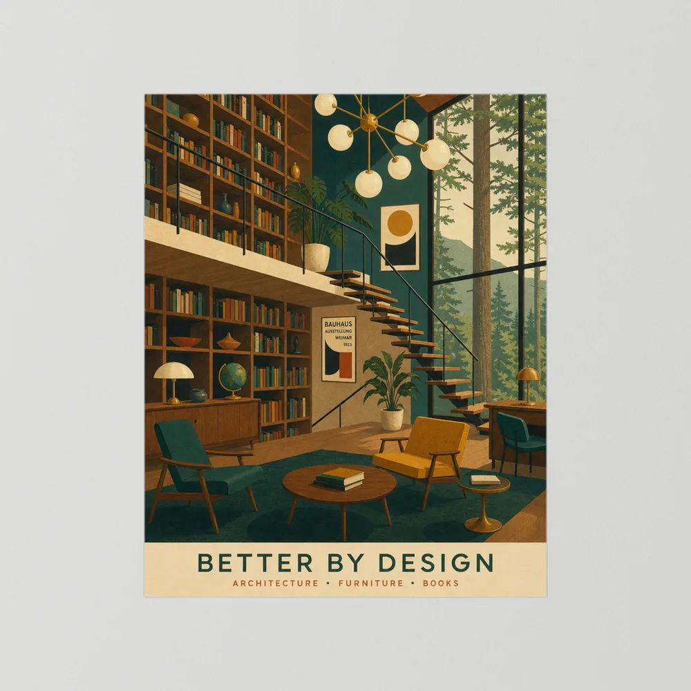Better By Design Mid-Century Modern Library Art Print