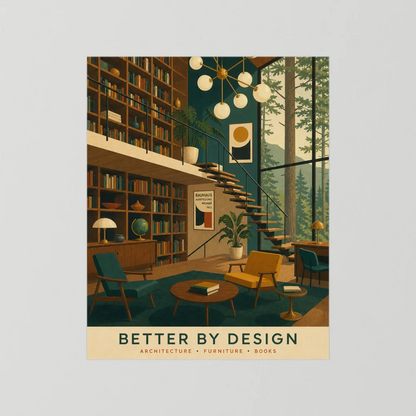 Better By Design Mid-Century Modern Library Art Print