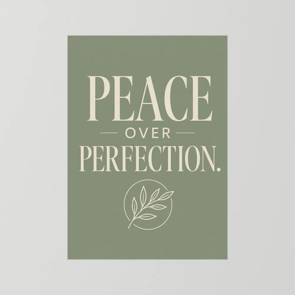 "Peace Over Perfection" Retro Botanical Art Print