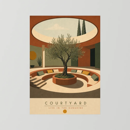 Courtyard Live In The Sunshine Olive Tree Art Print