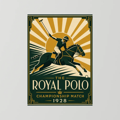 The Royal Polo: Championship Match 1928 – Vintage Art Deco Sports Poster Print