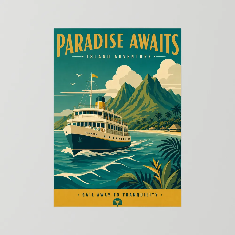 Paradise Awaits Vintage Island Travel Poster Art Print