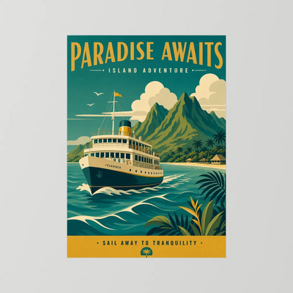 Paradise Awaits Vintage Island Travel Poster Art Print