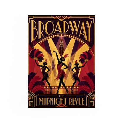 Broadway: The Midnight Revue – Vintage 1920s Art Deco Cabaret Poster Print