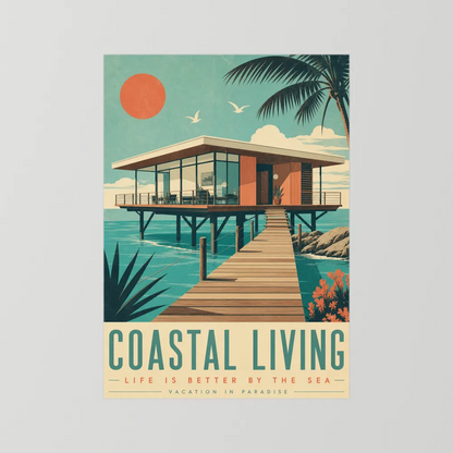 Coastal Living Mid-Century Beach House Art Print