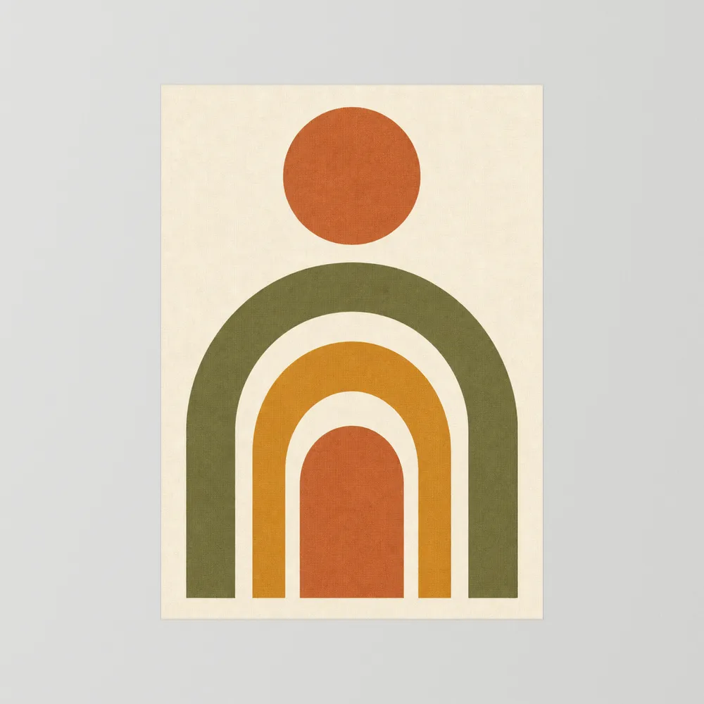 Terracotta Rainbow Sun Boho Minimalist Art Print