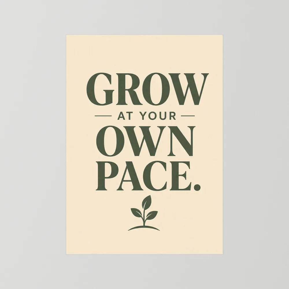 "Grow At Your Own Pace" Retro Quote Art Print