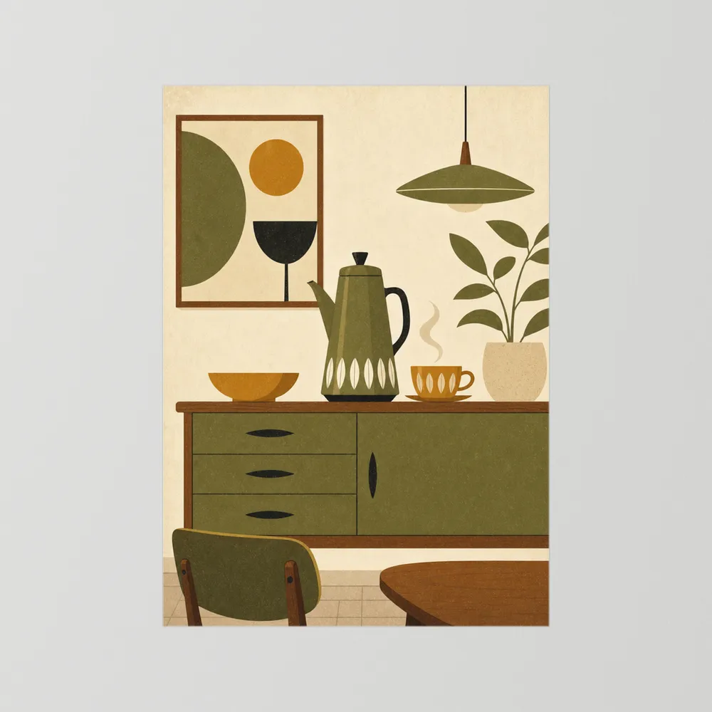 Mid-Century Modern Coffee Nook Still Life Art Print