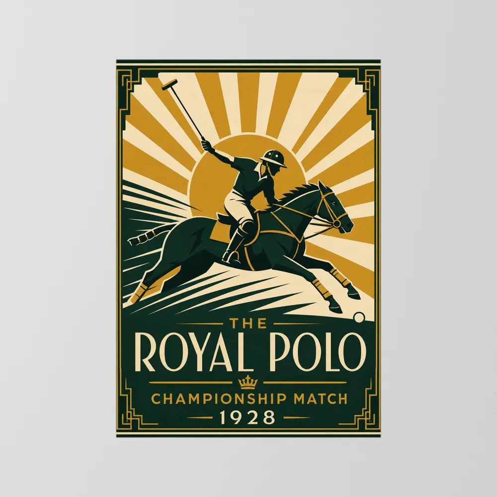 The Royal Polo: Championship Match 1928 – Vintage Art Deco Sports Poster Print