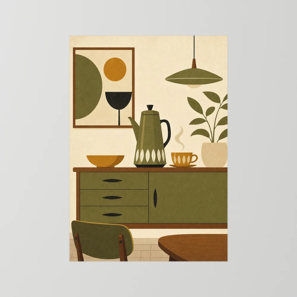 Mid-Century Modern Coffee Nook Still Life Art Print