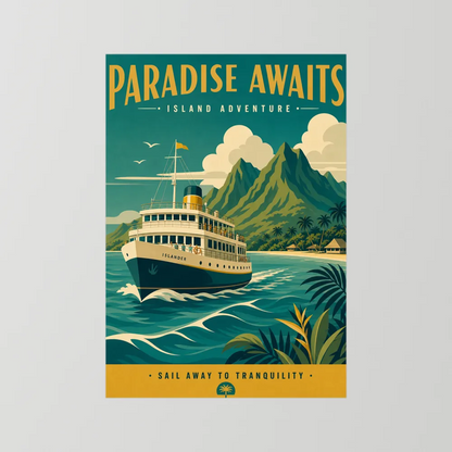 Paradise Awaits Vintage Island Travel Poster Art Print
